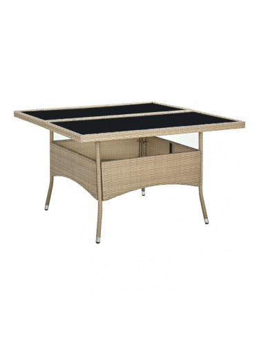 Sonata Градинска трапезна маса, бежова, полиратан и стъкло