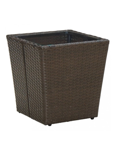 Sonata Маса за чай кафява 41,5x41,5x43 см полиратан и закалено стъкло