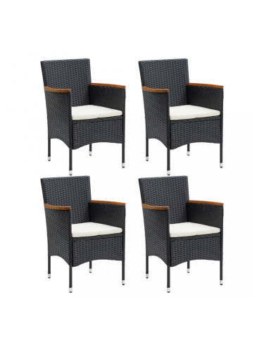Sonata Градински трапезни столове, 4 бр, полиратан, черни