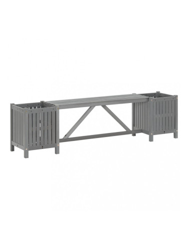 Sonata Градинска пейка с 2 плантера, 150 см, акация масив, сива