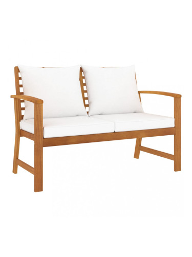 Sonata Градинска пейка 120 см с кремава възглавница, акация масив