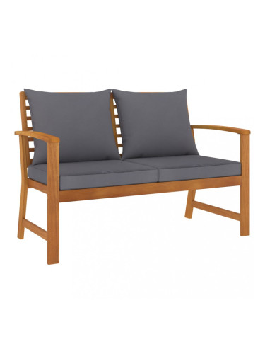 Sonata Градинска пейка 120 см с тъмносива възглавница, акация масив