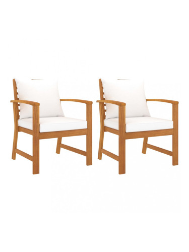 Sonata Градински столове, 2 бр, кремави възглавници, акация масив