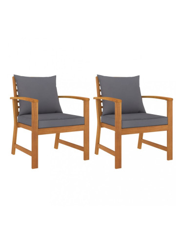 Sonata Градински столове, 2 бр, тъмносиви възглавници, акация масив
