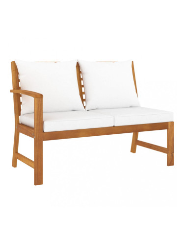 Sonata Градинска пейка 114,5 см с кремава възглавница, акация масив