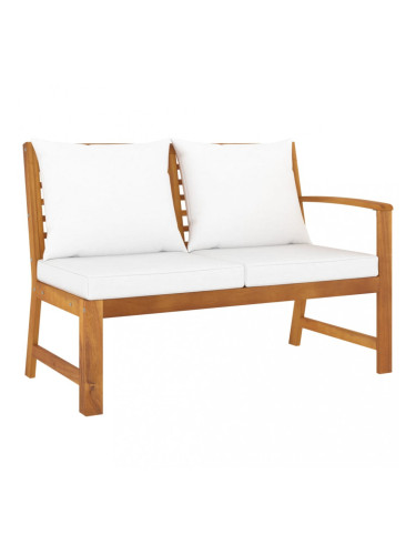 Sonata Градинска пейка 114,5 см с кремава възглавница, акация масив