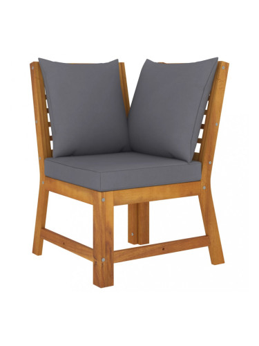 Sonata Модулен ъглов диван тъмносиви възглавници акациево дърво масив