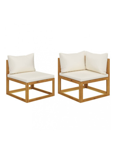 Sonata Комплект диван 2 части с кремавобели възглавници акация масив