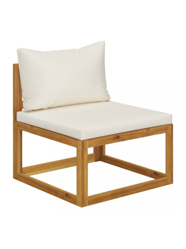 Sonata Модулен среден диван, кремави възглавници, акациево дърво масив