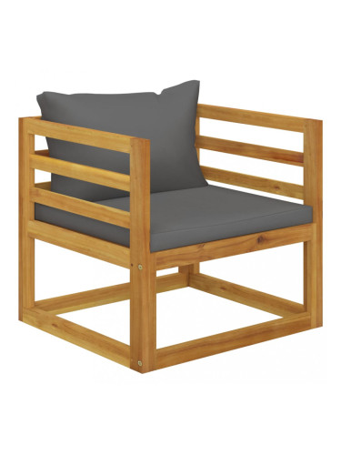 Sonata Градински стол с тъмносиви възглавници, акация масив