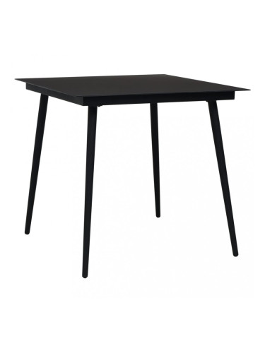 Sonata Градинска трапезна маса, черна, 80x80x74 см, стомана и стъкло