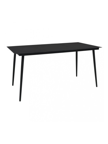 Sonata Градинска трапезна маса, черна, 190x90x74 см, стомана и стъкло