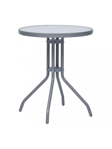 Sonata Градинска маса, светлосива, 60 см, стомана и стъкло