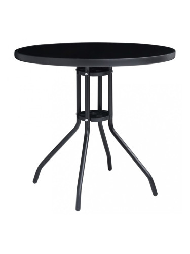 Sonata Градинска маса, антрацит и черно, 80 см, стомана и стъкло