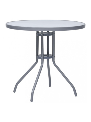 Sonata Градинска маса, светлосива, 80 см, стомана и стъкло