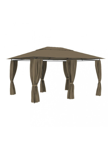 Sonata Градинска шатра със завеси, 4x3 м, таупе, 180 г/м²