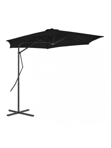 Sonata Градински чадър със стоманен прът, черен, 300x230 см