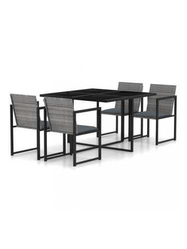 Sonata Градински комплект с възглавници, 5 части, полиратан, сив