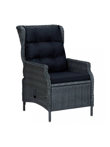 Sonata Накланящ се градински стол с възглавници, полиратан, тъмносив