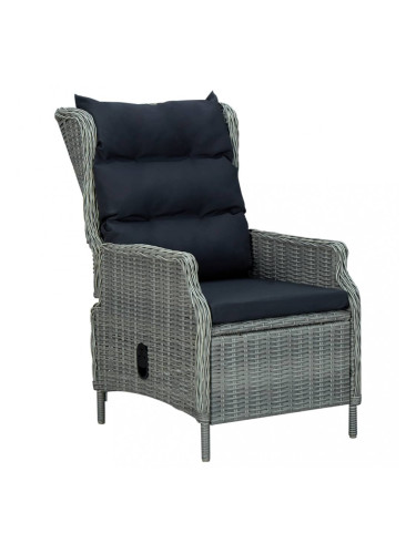 Sonata Накланящ се градински стол с възглавници, полиратан, светлосив