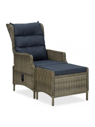 Sonata Накланящ градински стол с поставка за крака полиратан кафяв