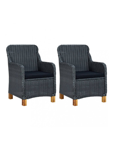 Sonata Градински столове с възглавници, 2 бр, полиратан, тъмносиви