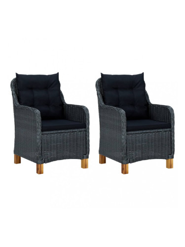 Sonata Градински столове с възглавници, 2 бр, полиратан, тъмносиви