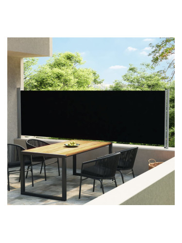 Sonata Прибираща се дворна странична тента, 140x600 см, черна