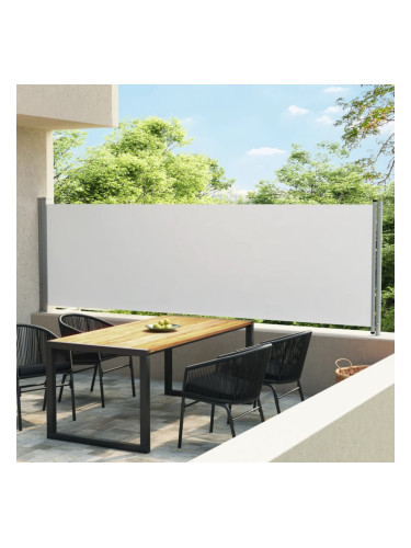 Sonata Прибираща се дворна странична тента, 140x600 см, кремава