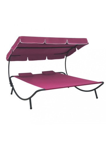 Sonata Лаундж легло на открито с навес и възглавници, розово