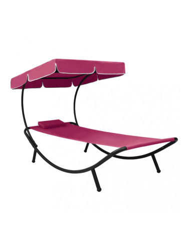 Sonata Лаундж легло на открито с навес и възглавница, розово