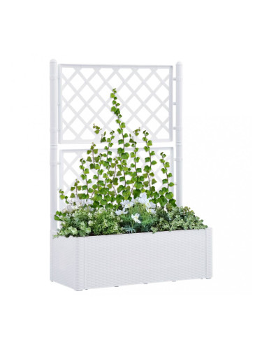 Sonata Градинска повдигната леха с решетка, самополивна, бяла