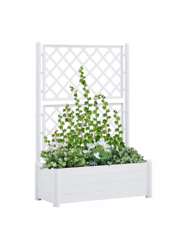 Sonata Градински сандък с пергола, 100x43x142 см, РР, бял