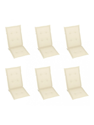 Sonata Възглавници за градински столове, 6 бр, кремави, 120x50x4 см