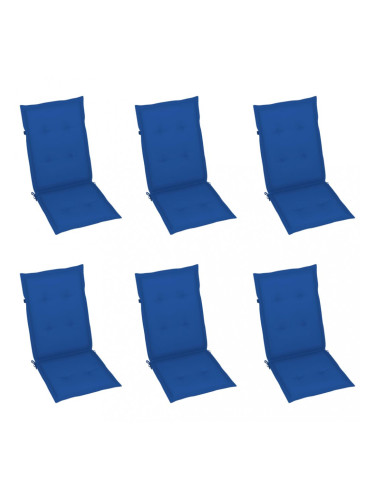 Sonata Възглавници за градински столове 6 бр кралско сини 120x50x4 см