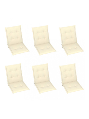 Sonata Възглавници за градински столове, 6 бр, кремави, 100x50x4 см