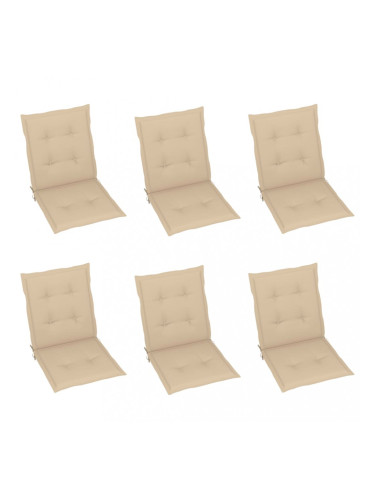 Sonata Възглавници за градински столове, 6 бр, бежови, 100x50x4 см