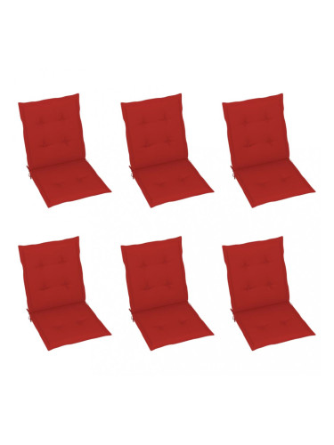 Sonata Възглавници за градински столове, 6 бр, червени, 100x50x4 см