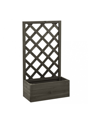Sonata Градински плантер с решетка, сив, 50x25x90 см, чам масив