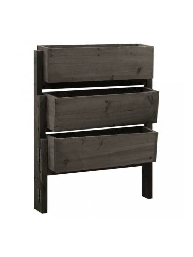 Sonata Градински сгъваем плантер, сив, 60x14x75 см, чам масив