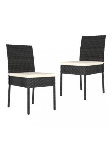 Sonata Градински трапезни столове, 2 бр, полиратан, черни