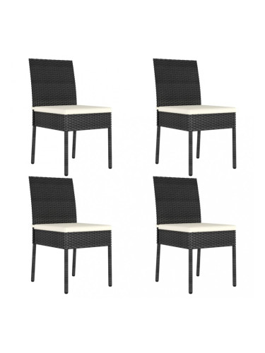 Sonata Градински трапезни столове, 4 бр, полиратан, черни
