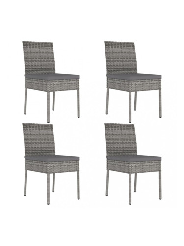 Sonata Градински трапезни столове, 4 бр, полиратан, сиви