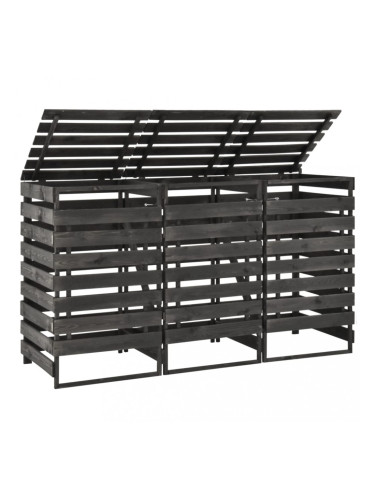 Sonata Троен навес за кофи за смет, 210x75x121 см, боядисан бор масив