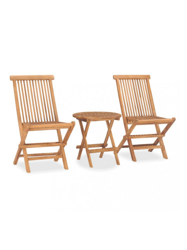Sonata Градински трапезен комплект, сгъваем, 3 части, тик масив