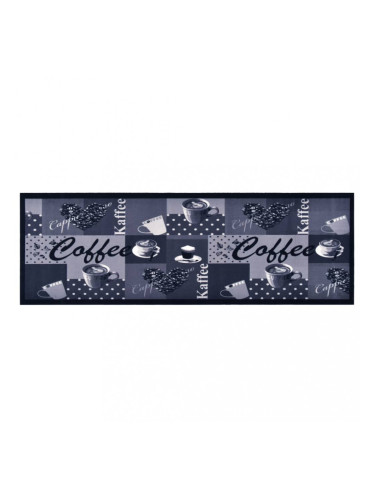 Sonata Кухненско килимче, перимо, син принт кафе, 45x150 см