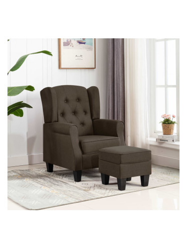 Sonata Фотьойл с табуретка за крака, кафяв, текстил