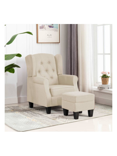 Sonata Фотьойл с табуретка за крака, кремав, текстил