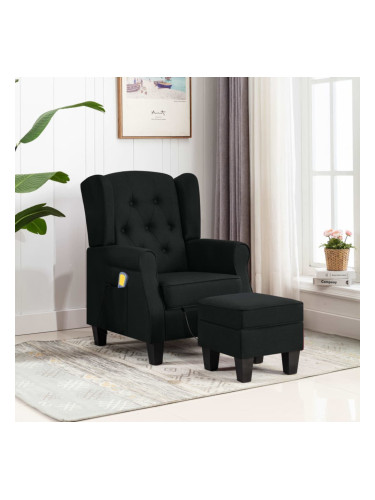 Sonata Масажен стол с табуретка, черен, текстил