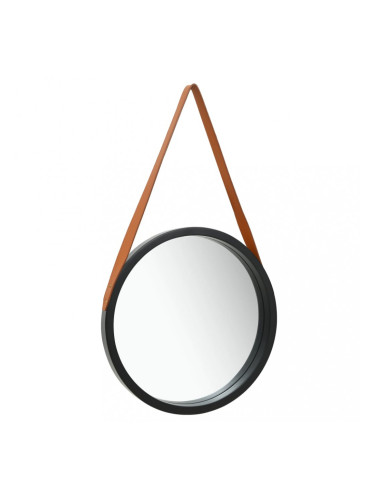 Sonata Стенно огледало с каишка, 40 см, черно